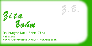 zita bohm business card